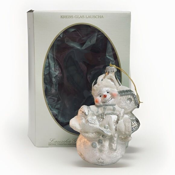 Krebs Lauscha Glas Santa Bird & Birdhouse Ornament Germany Boxed VTG - Picture 1 of 14